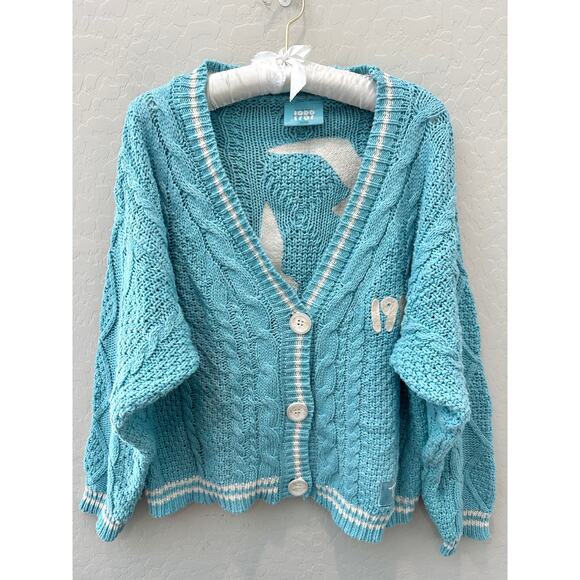 TAYLOR SWIFT 1989 Taylor’s Version Blue Cable Knit Cardigan Seagull Design XS/SM - Picture 1 of 7
